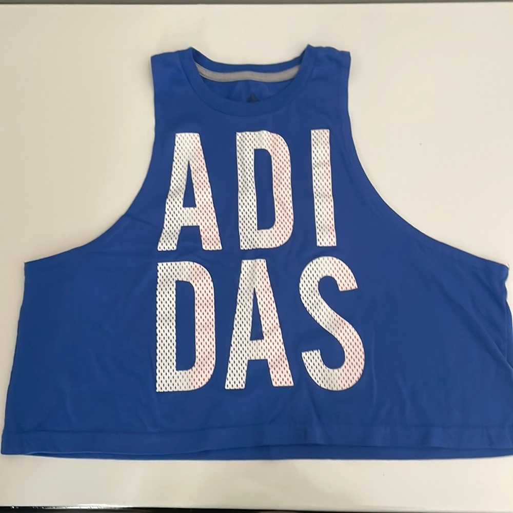 Blue Adidas Crop Tank Size Med